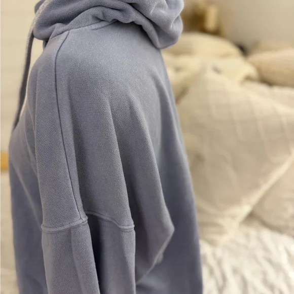Aerie Blue Hoodie with Cream Drawstrings - Picture 8 of 10